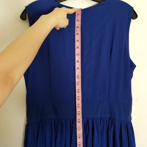 NEW Yumi Cobalt Blue Jewel Keyhole Pleated Maxi Dress Gown Size 8/10 - Picture 10 of 17